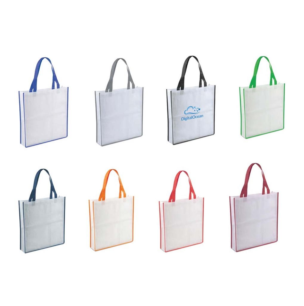 Non Woven Shopping Bag Vertical White Green Jasani